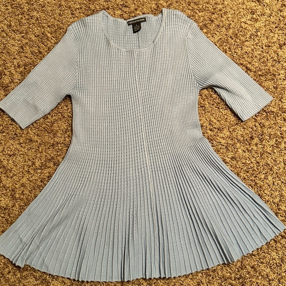 Chelsea & Theodore Light Blue Textured Top